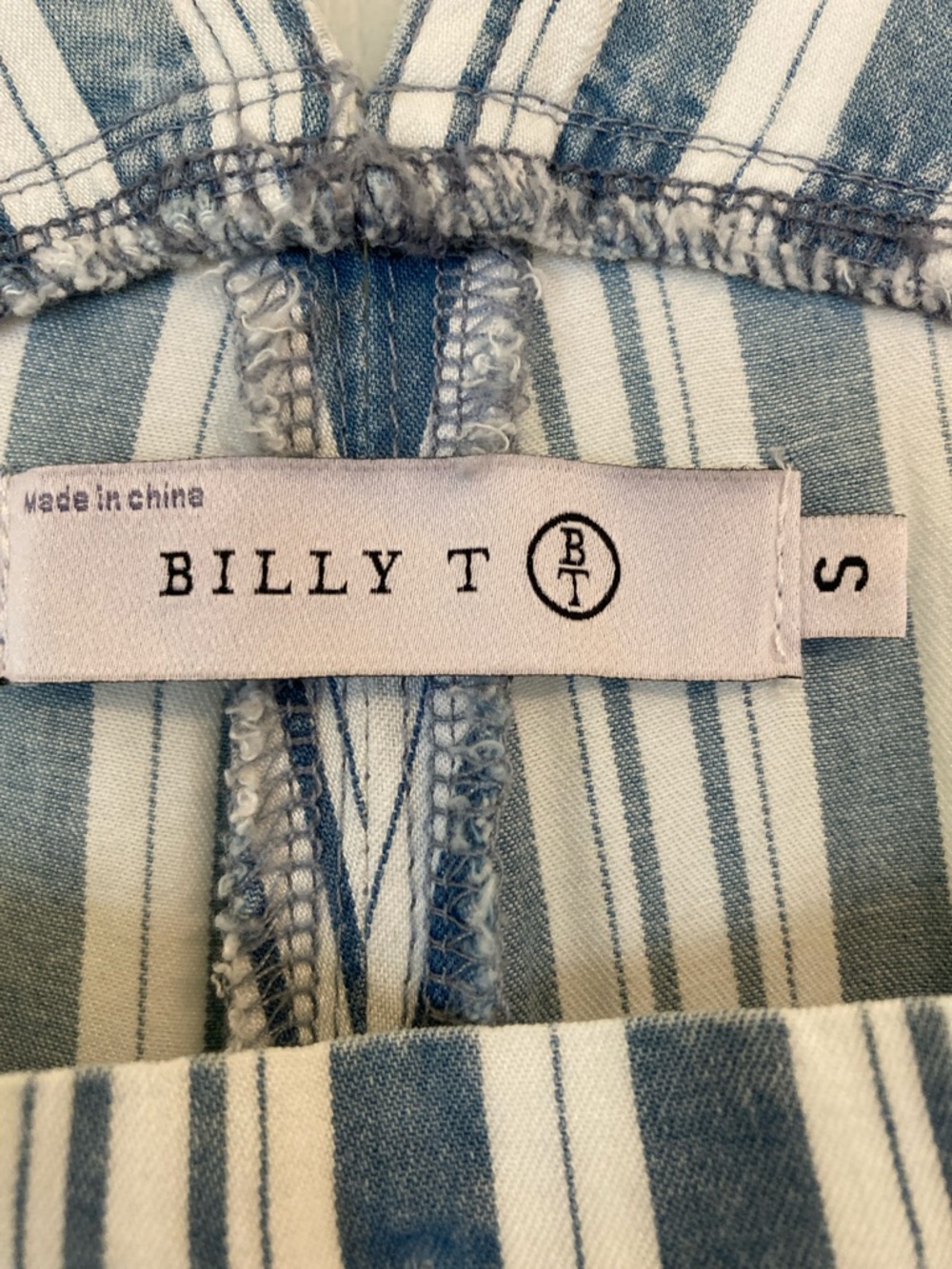 Billy T Striped Blue & White Women's Cotton Overalls Jumpsuit - Picture 2 of 11